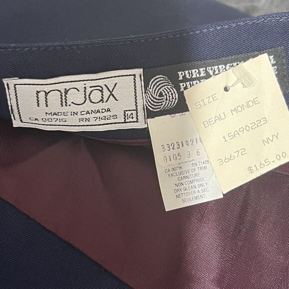 NWT VTG Mr Jaxx Virgin Wool Blue Skirt Canada Academia Secretary Preppy Nautical - Picture 6 of 11